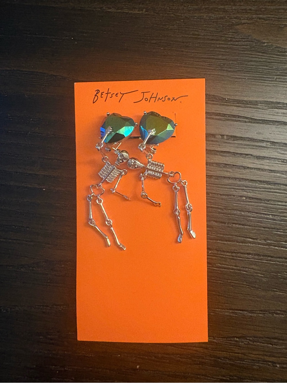 NEW Betsey Johnson Silver Skeleton Drop Earrings